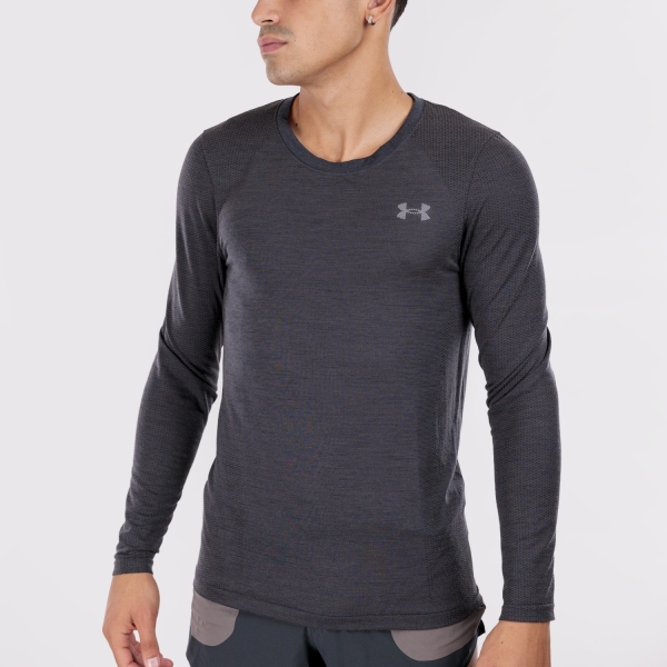 Men's Running Shirt Under Armour Wool Run Shirt  Black/Reflective 60127300001