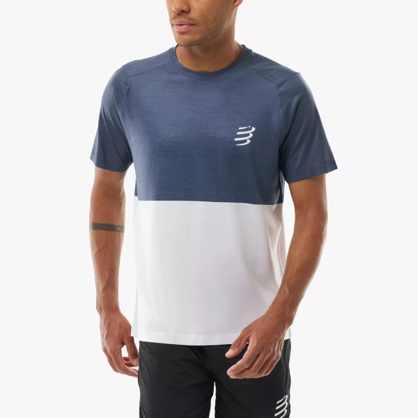 Men's  Short Sleeve Trail Running Shirts Compressport Performance Logo TShirt  Peacoat/Gray ATSM4925238