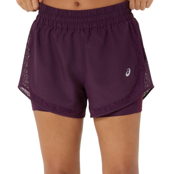 Women's Running Shorts ASICS Nagino 2 in 1 4in Shorts  Dark Aubergine 2012D491500