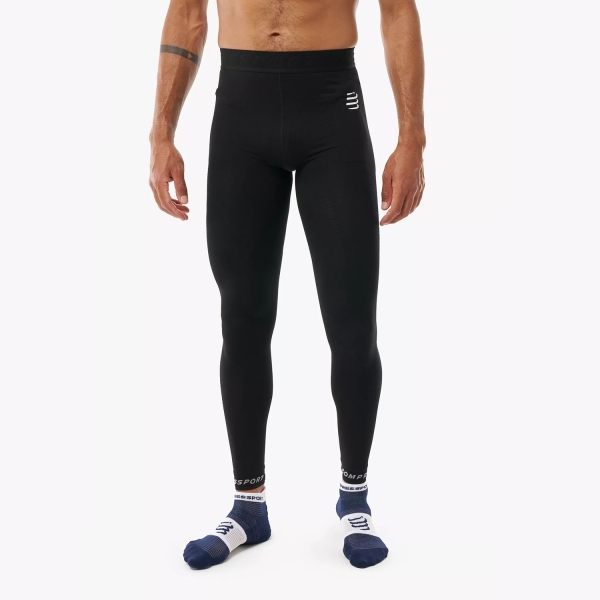 Men's Running Tights and Pants Compressport Recovery Tights  Black ATIU13549000
