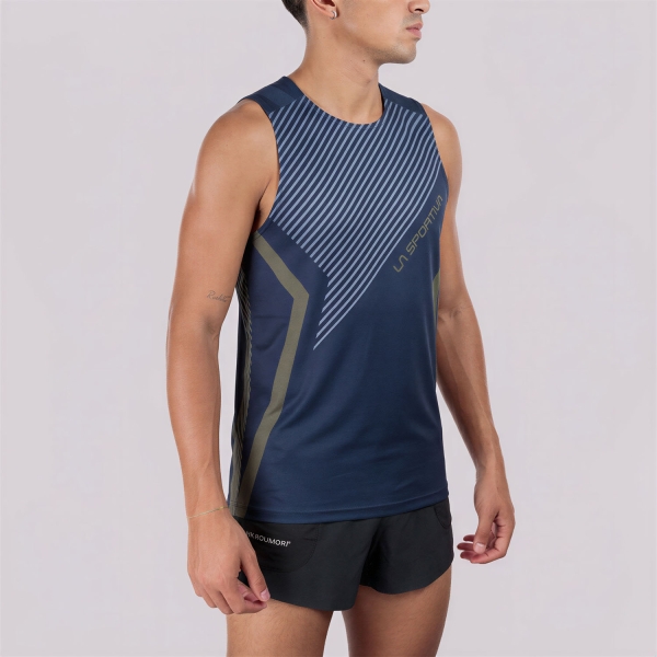 Men's Trail Running Tank Tops & Vests La Sportiva Flow Tank  Night Sky/Cypress ZARE023B46E47