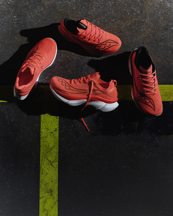 One color, four speeds
Saucony Endorphin ViziRed